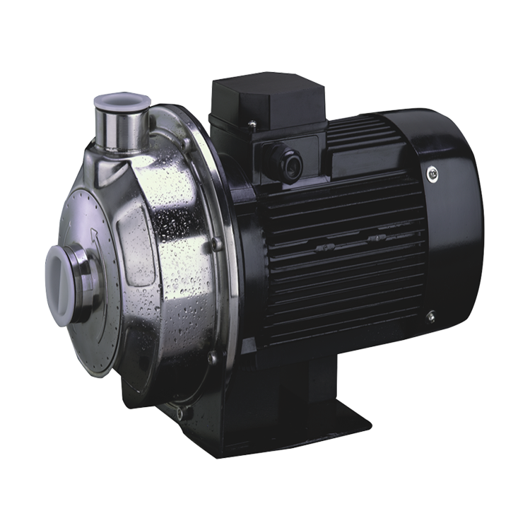 非自吸不銹鋼臥式單級離心泵，主要零部件采用不銹鋼板沖壓結構，配加長軸電機，軸向入口和徑向出口。